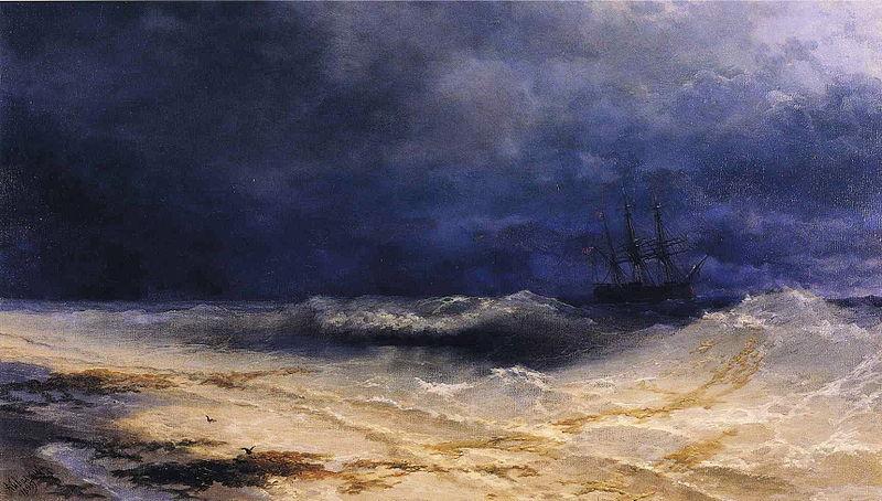 Ivan Aivazovsky Ship in a Stormy Sea off the Coast Sweden oil painting art